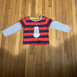 Baby Boden 12/18 Layered Snowman applique top